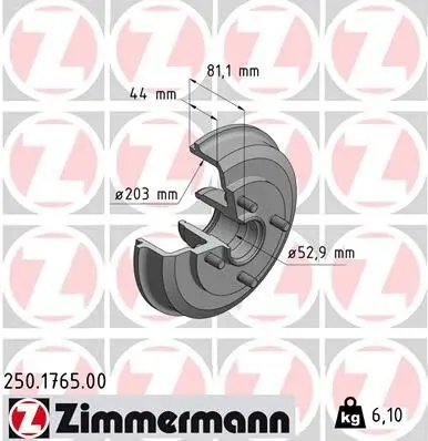 Bremstrommel Hinterachse ZIMMERMANN 250.1765.00