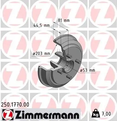 Bremstrommel Hinterachse ZIMMERMANN 250.1770.00