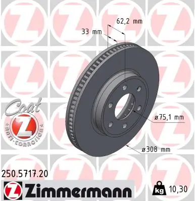 Bremsscheibe Vorderachse ZIMMERMANN 250.5717.20