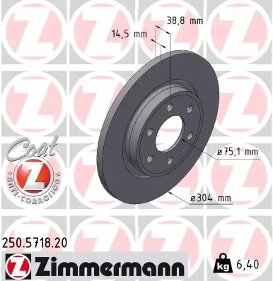 Bremsscheibe Hinterachse ZIMMERMANN 250.5718.20