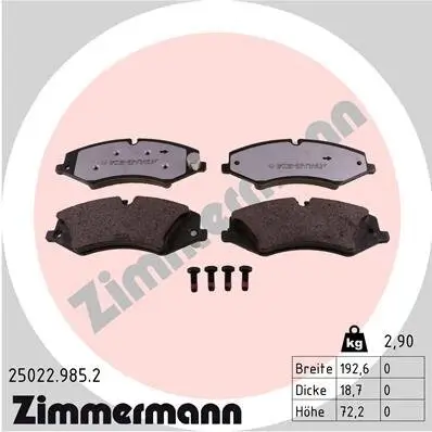 Bremsbelagsatz, Scheibenbremse Vorderachse ZIMMERMANN 25022.985.2
