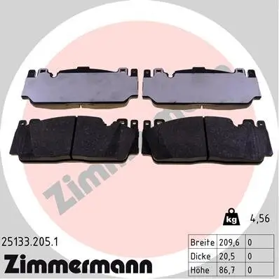Bremsbelagsatz, Scheibenbremse Vorderachse ZIMMERMANN 25133.205.1