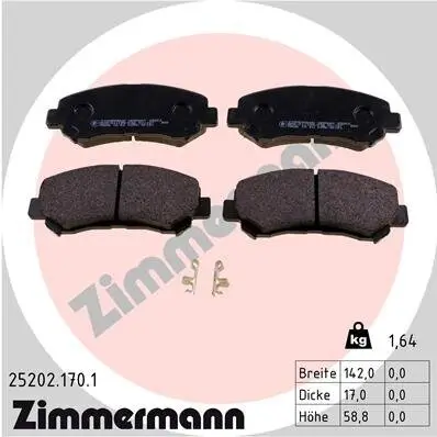 Bremsbelagsatz, Scheibenbremse ZIMMERMANN 25202.170.1 Bild Bremsbelagsatz, Scheibenbremse ZIMMERMANN 25202.170.1