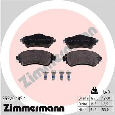 Bremsbelagsatz, Scheibenbremse Vorderachse ZIMMERMANN 25220.185.1