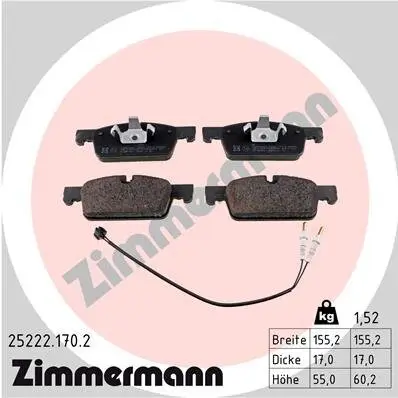 Bremsbelagsatz, Scheibenbremse ZIMMERMANN 25222.170.2