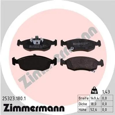 Bremsbelagsatz, Scheibenbremse ZIMMERMANN 25323.180.1