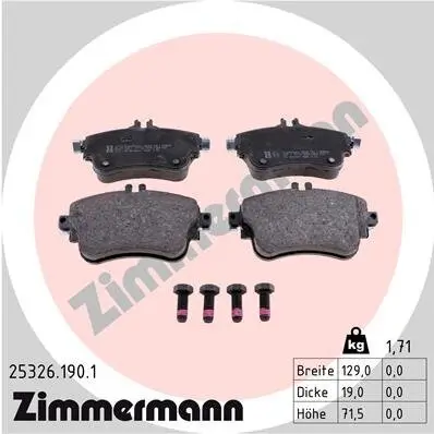 Bremsbelagsatz, Scheibenbremse Vorderachse ZIMMERMANN 25326.190.1