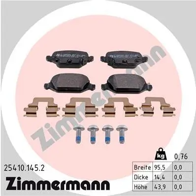 Bremsbelagsatz, Scheibenbremse ZIMMERMANN 25410.145.2 Bild Bremsbelagsatz, Scheibenbremse ZIMMERMANN 25410.145.2