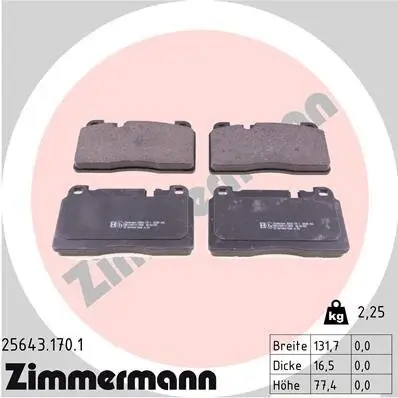 Bremsbelagsatz, Scheibenbremse Vorderachse ZIMMERMANN 25643.170.1