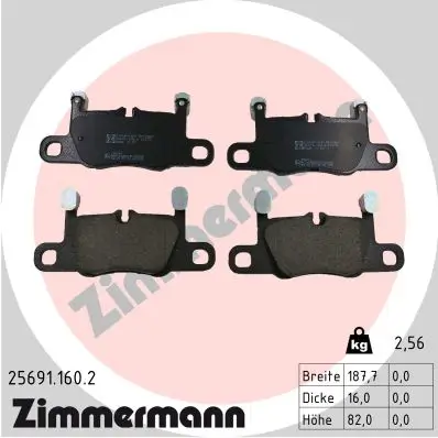 Bremsbelagsatz, Scheibenbremse Hinterachse ZIMMERMANN 25691.160.2