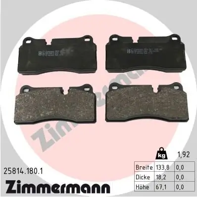 Bremsbelagsatz, Scheibenbremse Hinterachse ZIMMERMANN 25814.180.1