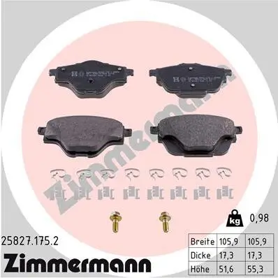 Bremsbelagsatz, Scheibenbremse ZIMMERMANN 25827.175.2