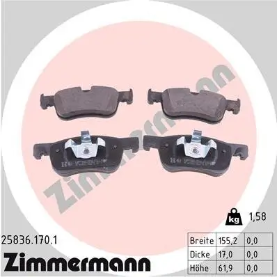 Bremsbelagsatz, Scheibenbremse ZIMMERMANN 25836.170.1