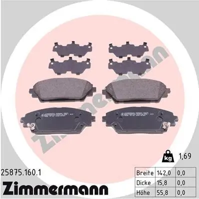 Bremsbelagsatz, Scheibenbremse ZIMMERMANN 25875.160.1 Bild Bremsbelagsatz, Scheibenbremse ZIMMERMANN 25875.160.1