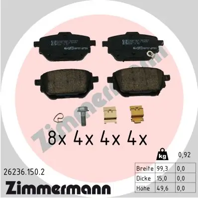 Bremsbelagsatz, Scheibenbremse Hinterachse ZIMMERMANN 26236.150.2