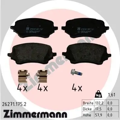 Bremsbelagsatz, Scheibenbremse Vorderachse ZIMMERMANN 26271.175.2