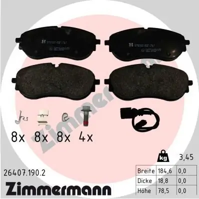 Bremsbelagsatz, Scheibenbremse ZIMMERMANN 26407.190.2