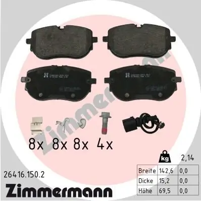 Bremsbelagsatz, Scheibenbremse ZIMMERMANN 26416.150.2 Bild Bremsbelagsatz, Scheibenbremse ZIMMERMANN 26416.150.2