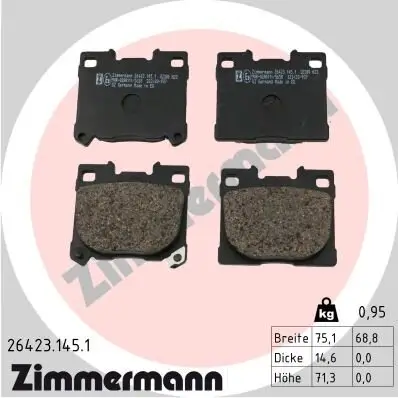 Bremsbelagsatz, Scheibenbremse Hinterachse ZIMMERMANN 26423.145.1 Bild Bremsbelagsatz, Scheibenbremse Hinterachse ZIMMERMANN 26423.145.1
