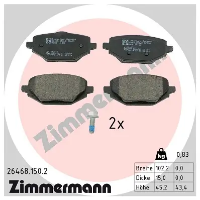Bremsbelagsatz, Scheibenbremse Hinterachse ZIMMERMANN 26468.150.2