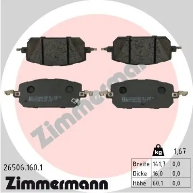 Bremsbelagsatz, Scheibenbremse ZIMMERMANN 26506.160.1