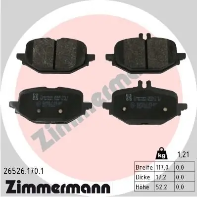 Bremsbelagsatz, Scheibenbremse Hinterachse ZIMMERMANN 26526.170.1