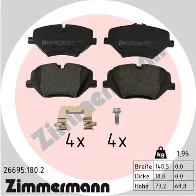 Bremsbelagsatz, Scheibenbremse ZIMMERMANN 26695.180.2 Bild Bremsbelagsatz, Scheibenbremse ZIMMERMANN 26695.180.2