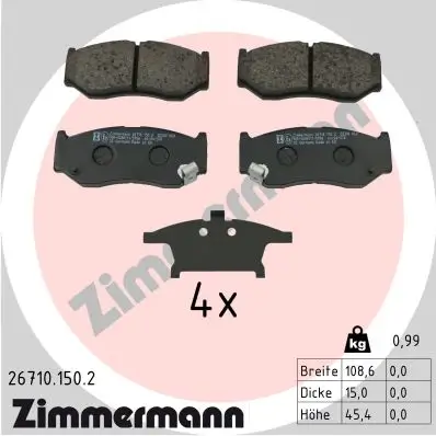 Bremsbelagsatz, Scheibenbremse ZIMMERMANN 26710.150.2