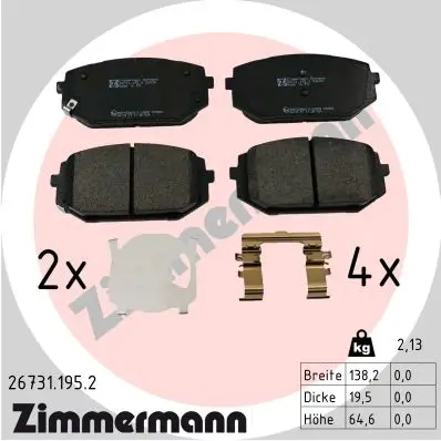 Bremsbelagsatz, Scheibenbremse ZIMMERMANN 26731.195.2 Bild Bremsbelagsatz, Scheibenbremse ZIMMERMANN 26731.195.2