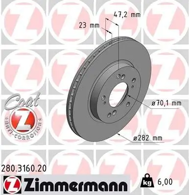 Bremsscheibe Vorderachse ZIMMERMANN 280.3160.20