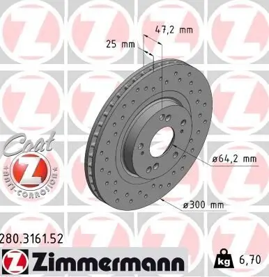 Bremsscheibe Vorderachse ZIMMERMANN 280.3161.52 Bild Bremsscheibe Vorderachse ZIMMERMANN 280.3161.52