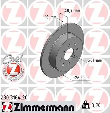 Bremsscheibe Hinterachse ZIMMERMANN 280.3164.20