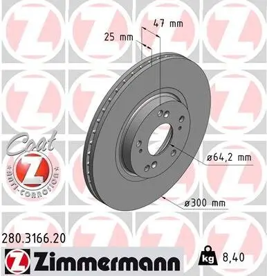 Bremsscheibe Vorderachse ZIMMERMANN 280.3166.20