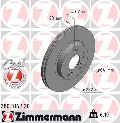 Bremsscheibe Vorderachse ZIMMERMANN 280.3167.20 Bild Bremsscheibe Vorderachse ZIMMERMANN 280.3167.20