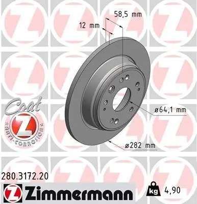 Bremsscheibe Hinterachse ZIMMERMANN 280.3172.20