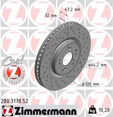 Bremsscheibe Vorderachse ZIMMERMANN 280.3178.52