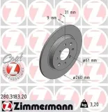 Bremsscheibe Hinterachse ZIMMERMANN 280.3183.20