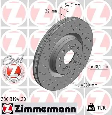 Bremsscheibe Vorderachse ZIMMERMANN 280.3194.20