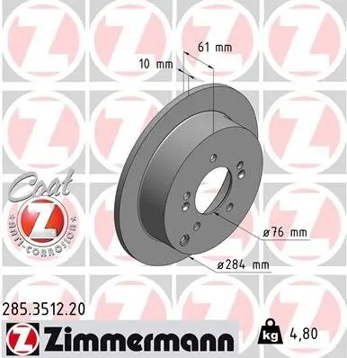 Bremsscheibe ZIMMERMANN 285.3512.20