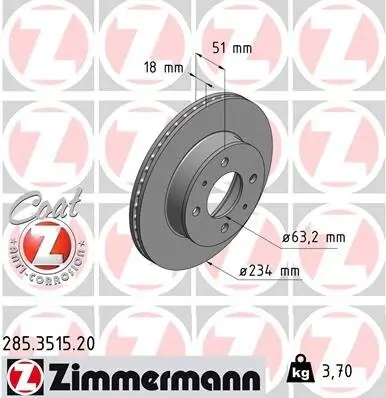 Bremsscheibe Vorderachse ZIMMERMANN 285.3515.20