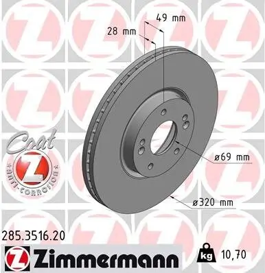 Bremsscheibe ZIMMERMANN 285.3516.20