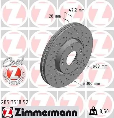 Bremsscheibe Vorderachse ZIMMERMANN 285.3518.52