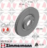 Bremsscheibe Vorderachse ZIMMERMANN 285.3524.20