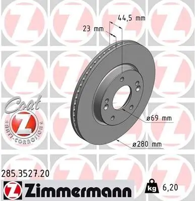 Bremsscheibe Vorderachse ZIMMERMANN 285.3527.20