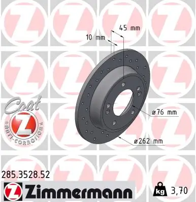 Bremsscheibe Hinterachse ZIMMERMANN 285.3528.52