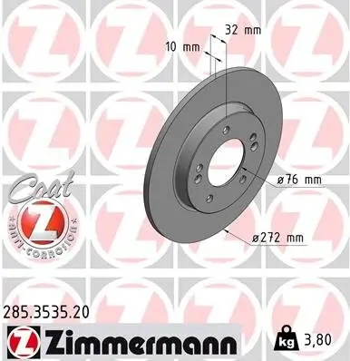 Bremsscheibe ZIMMERMANN 285.3535.20 Bild Bremsscheibe ZIMMERMANN 285.3535.20