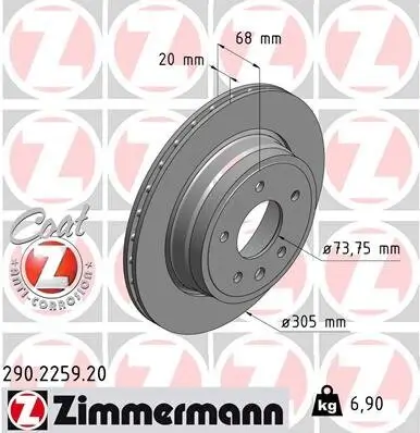 Bremsscheibe Hinterachse ZIMMERMANN 290.2259.20