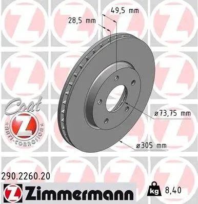 Bremsscheibe ZIMMERMANN 290.2260.20