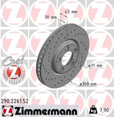 Bremsscheibe Vorderachse ZIMMERMANN 290.2261.52