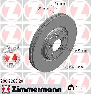 Bremsscheibe Vorderachse ZIMMERMANN 290.2263.20